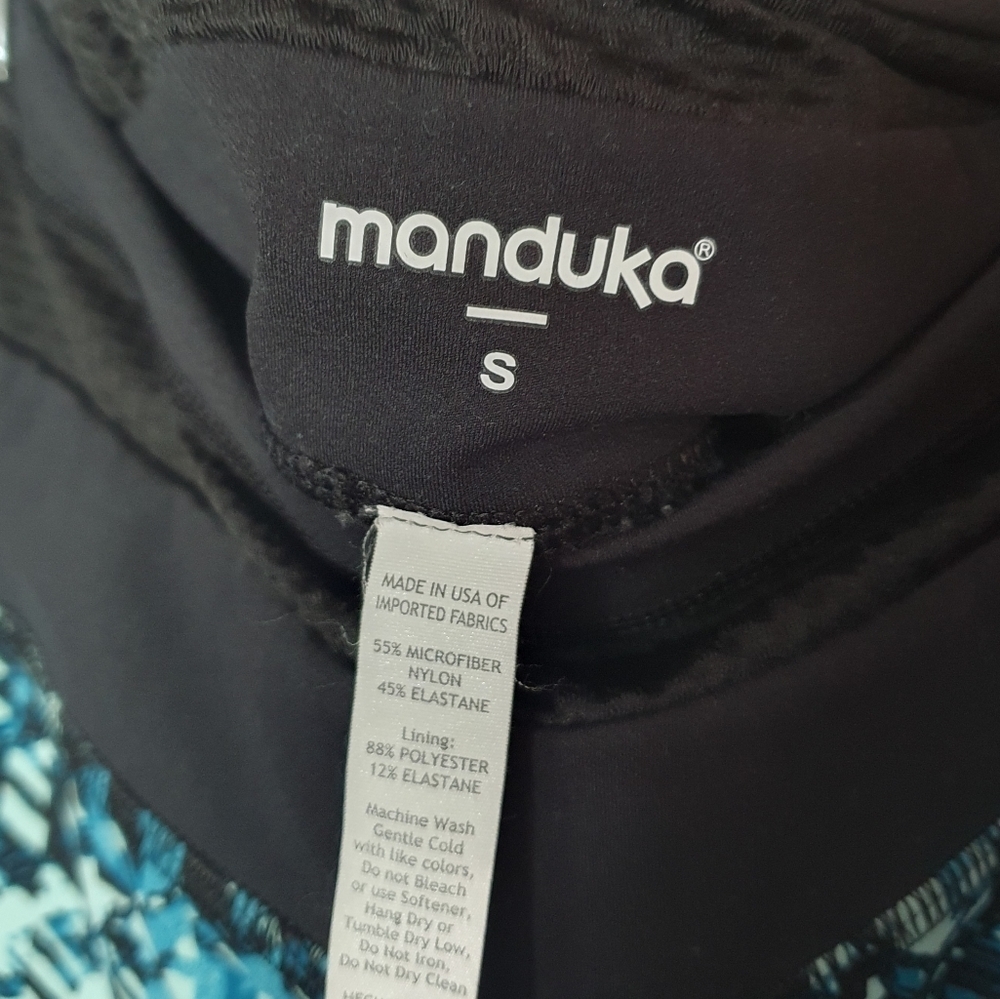 MANDUKA Athletic Leggings Cropped Black/Blue Women's Size S - Picture 7 of 9